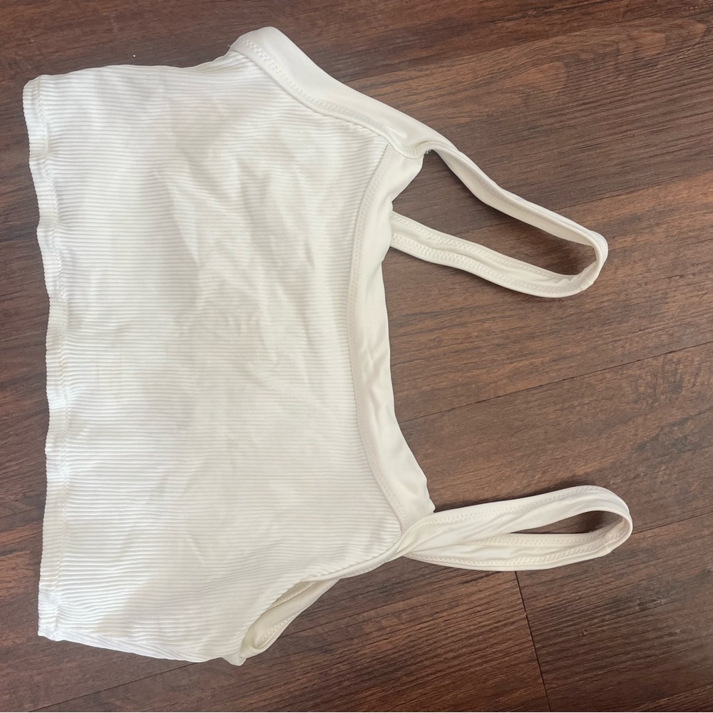 White Ribbed bikini top